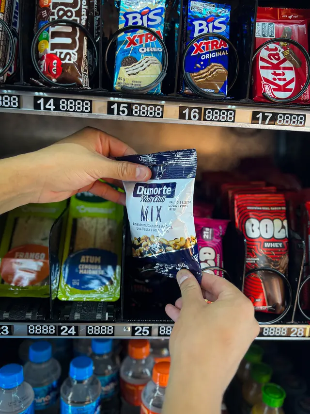 Snacks saudáveis na vending machine